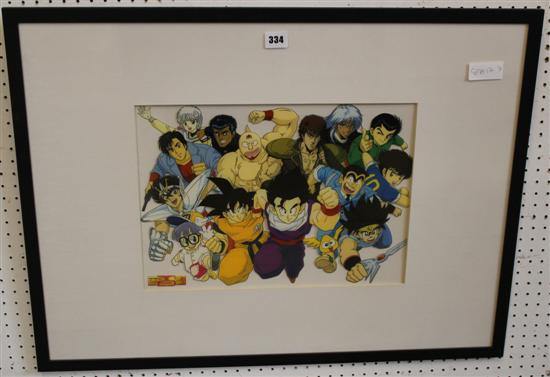 Japanese print of cartoon figures